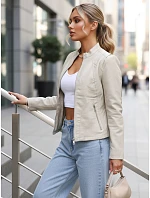 Dámská kožená bunda TY5659 smetenová - FashionStreet