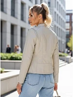 Dámská kožená bunda TY5659 smetenová - FashionStreet