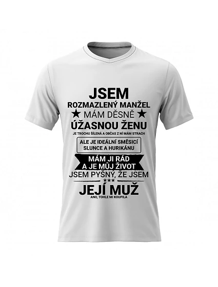 Pánské bavlněné tričko s potiskem JSEM  tyrkys model 22192061 - Giftela