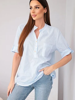 Dámská košilová halenka 39615 modrá - Kesi