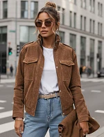 Dámská semišová bunda bomber TY5644 hnědá - FashionStreet