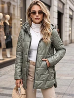Dámská prošívaná bunda s odnímatelnou kapucí TY5794 zelená - FashionStreet