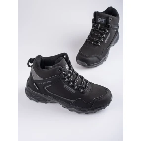 Praktické černé trekingové boty dámské bez podpatku Praktické černé trekingové boty dámské bez podpatku