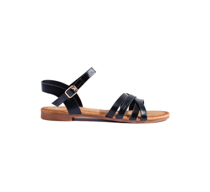 Luxusní dámské  sandály černé bez podpatku