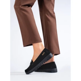 Originální černé dámské  mokasíny platforma