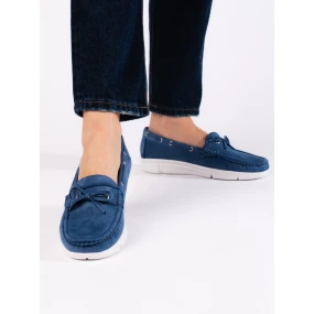 Moderní mokasíny modré dámské bez podpatku Moderní mokasíny modré dámské bez podpatku