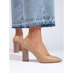 Trendy  lodičky hnědé dámské na širokém podpatku