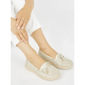 Designové dámské mokasíny zlaté platforma Designové dámské mokasíny zlaté platforma