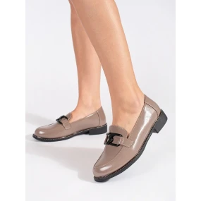 Komfortní hnědé dámské mokasíny na širokém podpatku Komfortní hnědé dámské mokasíny na širokém podpatku