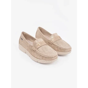 Praktické  mokasíny dámské hnědé bez podpatku