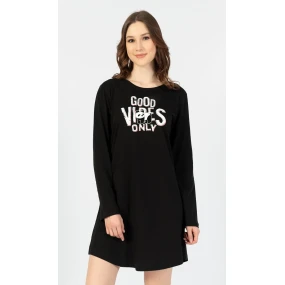 Dámská noční košile s dlouhým rukávem Good vibes