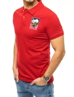 Dstreet červené vyšívané polo tričko PX0390