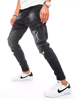 Pánské bojové džínové kalhoty černé FashionStreet UX3254