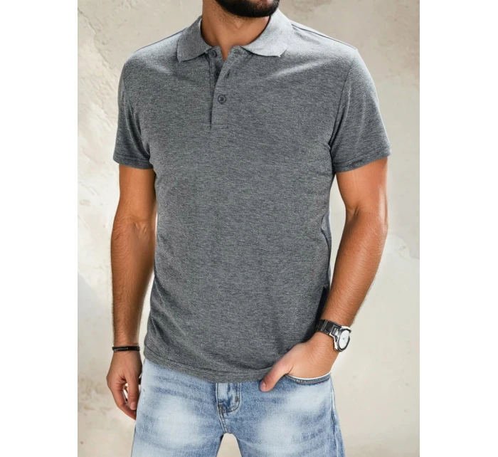 Pánské tmavě šedé polo tričko Dstreet PX0509 Pánské tmavě šedé polo tričko Dstreet PX0509