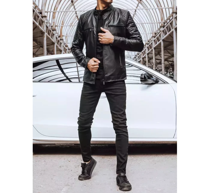 Pánská kožená bunda černá Dstreet TX4228 Pánská kožená bunda černá Dstreet TX4228
