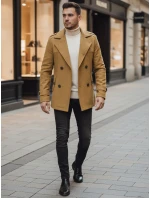 Pánský dvouřadový kabát pískový Dstreet CX0443 Pánský dvouřadový kabát pískový Dstreet CX0443