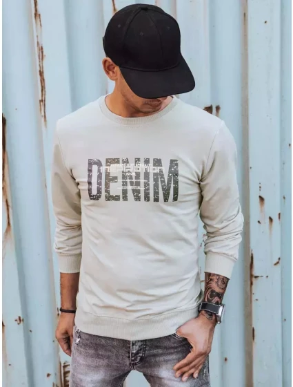 Pánská mikina s potiskem béžová Dstreet BX5357 Pánská mikina s potiskem béžová Dstreet BX5357