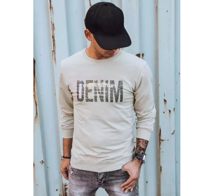 Pánská mikina s potiskem béžová Dstreet BX5357 Pánská mikina s potiskem béžová Dstreet BX5357