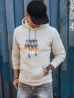 Pánská zateplená mikina s kapucí béžová FashionStreet BX5378