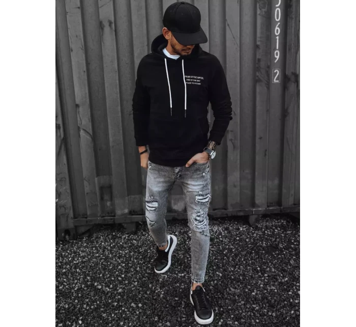 Pánská černá mikina Dstreet BX5463 Pánská černá mikina Dstreet BX5463