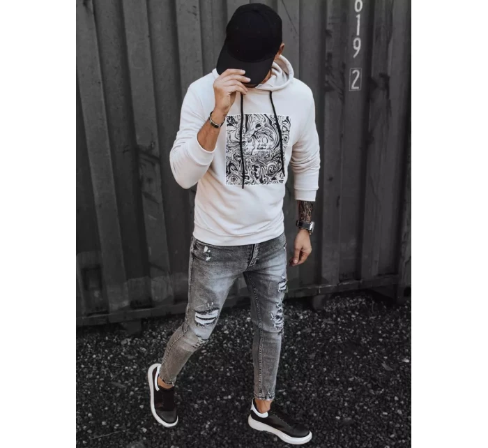 Pánská mikina v barvě ecru Dstreet BX5469 Pánská mikina v barvě ecru Dstreet BX5469