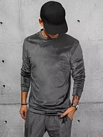 Pánská šedá velurová mikina FashionStreet BX5533