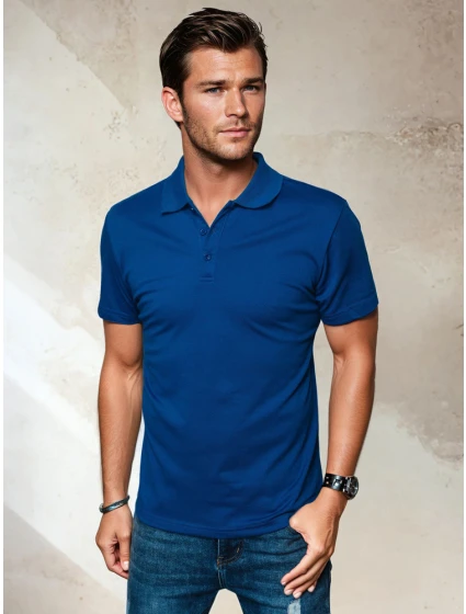 Pánské modré polo tričko Dstreet PX0551 Pánské modré polo tričko Dstreet PX0551