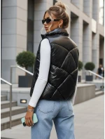 Kamizelka damska pikowana ze stójką czarna FashionStreet TY3477