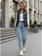 Kamizelka damska pikowana ze stójką czarna FashionStreet TY3477