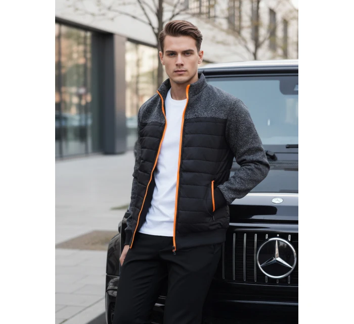 Pánská přechodná prošívaná bunda černá FashionStreet TX4395 Pánská přechodná prošívaná bunda černá FashionStreet TX4395