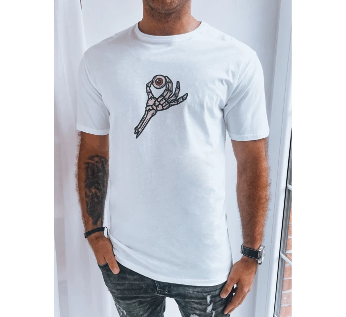 Bílé pánské tričko s potiskem od Dstreet RX5283 Bílé pánské tričko s potiskem od Dstreet RX5283