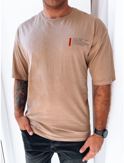 Pánské tričko s potiskem cappuccina Dstreet RX5303 Pánské tričko s potiskem cappuccina Dstreet RX5303