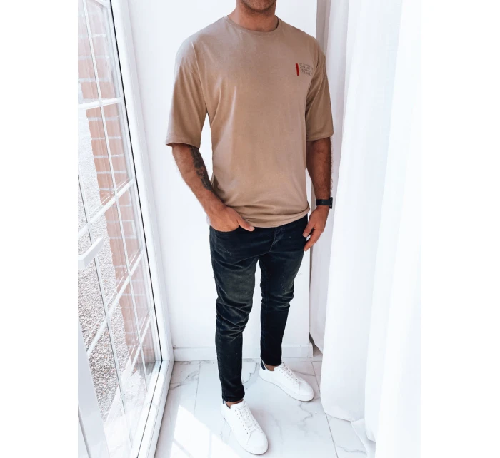 Pánské tričko s potiskem cappuccina Dstreet RX5303 Pánské tričko s potiskem cappuccina Dstreet RX5303