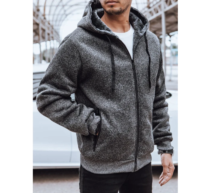 Pánská rozepínací zateplená mikina tmavě šedá Dstreet BX5598 Pánská rozepínací zateplená mikina tmavě šedá Dstreet BX5598