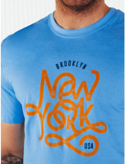 Pánské modré tričko s potiskem Dstreet RX5370 Pánské modré tričko s potiskem Dstreet RX5370