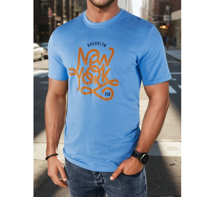 Pánské modré tričko s potiskem Dstreet RX5370 Pánské modré tričko s potiskem Dstreet RX5370