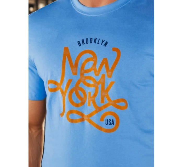 Pánské modré tričko s potiskem Dstreet RX5370 Pánské modré tričko s potiskem Dstreet RX5370