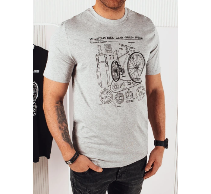 Pánské šedé tričko s potiskem Dstreet RX5395 Pánské šedé tričko s potiskem Dstreet RX5395