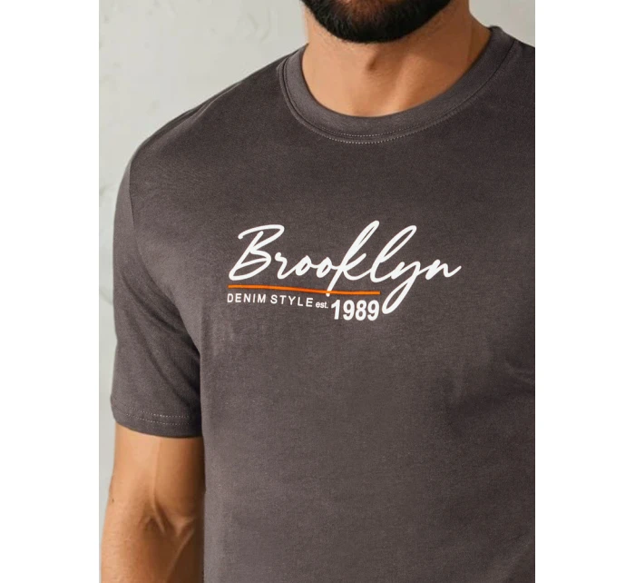 Pánské tmavě šedé tričko s potiskem Dstreet RX5404 Pánské tmavě šedé tričko s potiskem Dstreet RX5404