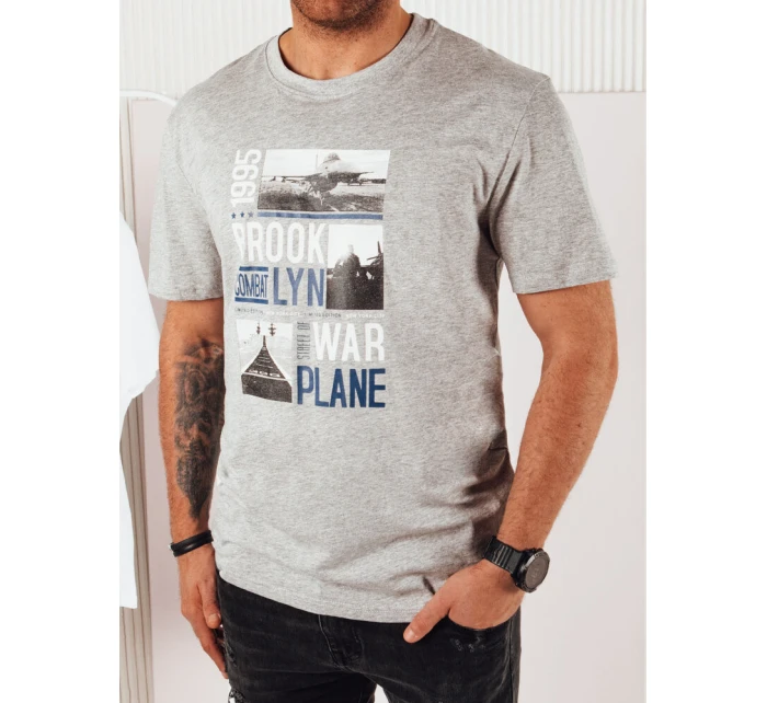 Pánské šedé tričko s potiskem Dstreet RX5452 Pánské šedé tričko s potiskem Dstreet RX5452