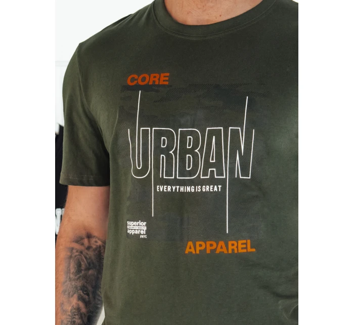 Pánské zelené tričko s potiskem Dstreet RX5456 Pánské zelené tričko s potiskem Dstreet RX5456