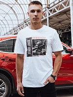 Pánské bavlněné tričko s potiskem bílé FashionStreet RX5463