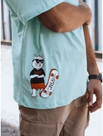 Pánské tyrkysové tričko s potiskem Dstreet RX5509 Pánské tyrkysové tričko s potiskem Dstreet RX5509