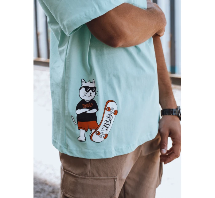 Pánské tyrkysové tričko s potiskem Dstreet RX5509 Pánské tyrkysové tričko s potiskem Dstreet RX5509