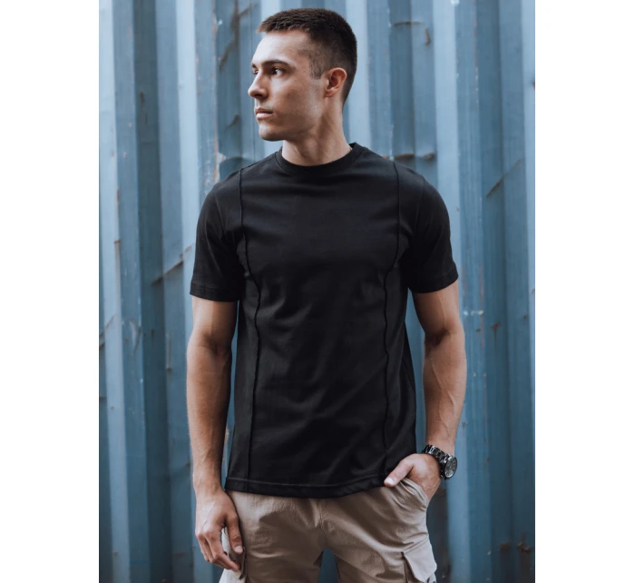 Pánské tričko bez potisku černé Dstreet RX5521 Pánské tričko bez potisku černé Dstreet RX5521