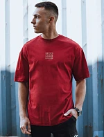 Pánské bavlněné tričko s potiskem bordó FashionStreet RX5522