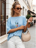 Dámská oversize halenka s ozdobným náhrdelníkem BULS blue FashionStreet RY2506 Dámská oversize halenka s ozdobným náhrdelníkem BULS blue FashionStreet RY2506