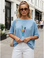Dámská oversize halenka s ozdobným náhrdelníkem BULS blue FashionStreet RY2506 Dámská oversize halenka s ozdobným náhrdelníkem BULS blue FashionStreet RY2506