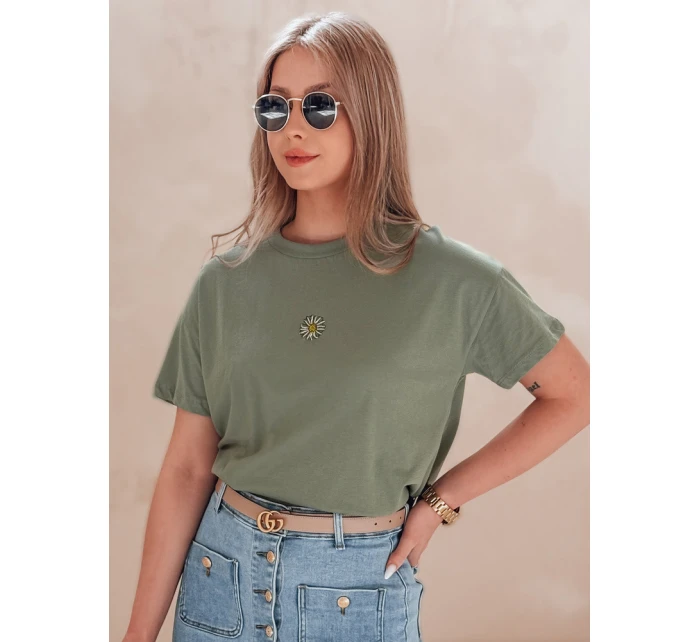 Dámské tričko FLORTA tmavě zelené Dstreet RY2556 Dámské tričko FLORTA tmavě zelené Dstreet RY2556