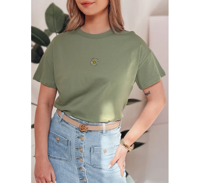 Dámské tričko FLORTA tmavě zelené Dstreet RY2556 Dámské tričko FLORTA tmavě zelené Dstreet RY2556